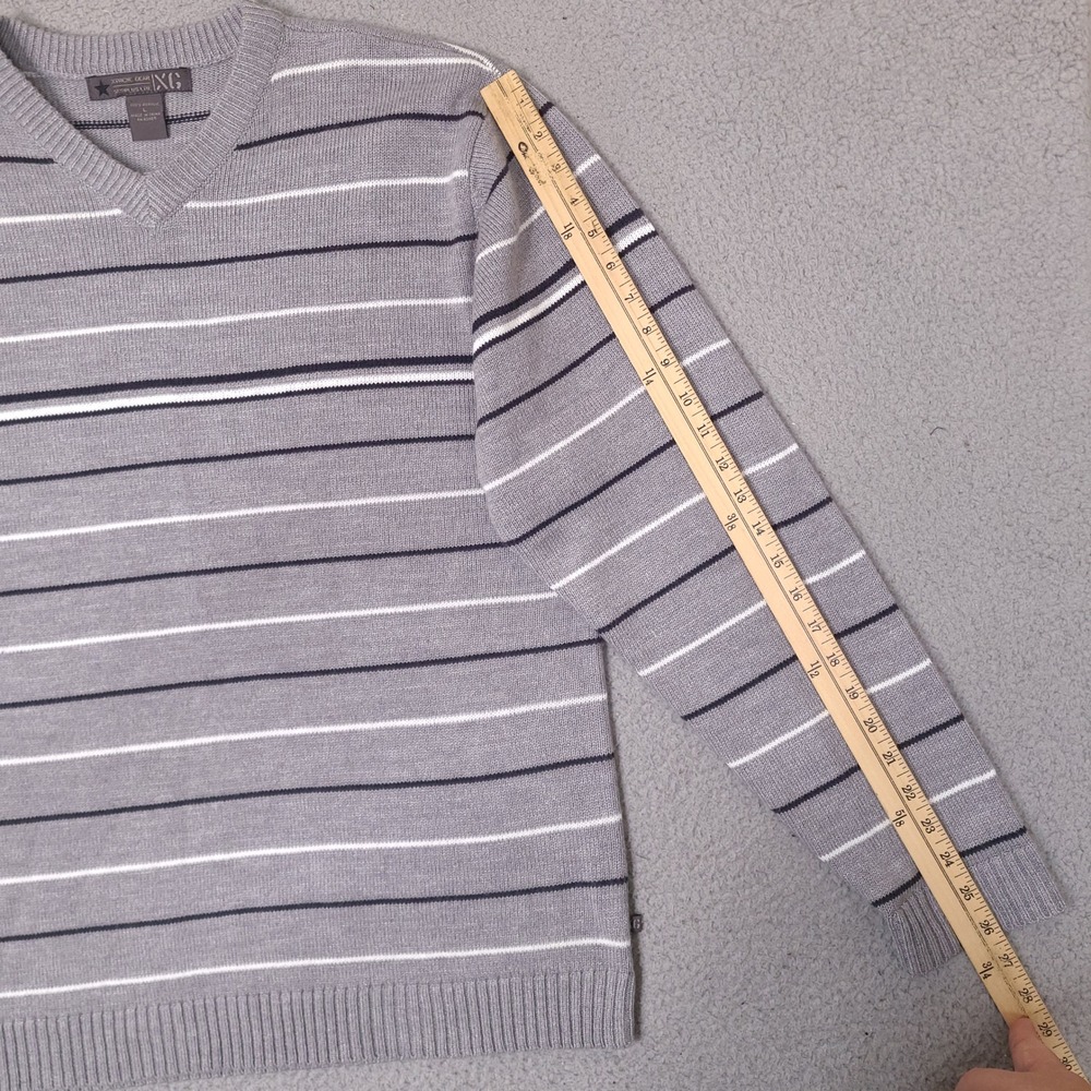 Xtreme Gear Surplus Ltd Sweater Mens Large Gray Striped V-Neck Acrylic Knit - Picture 7 of 9